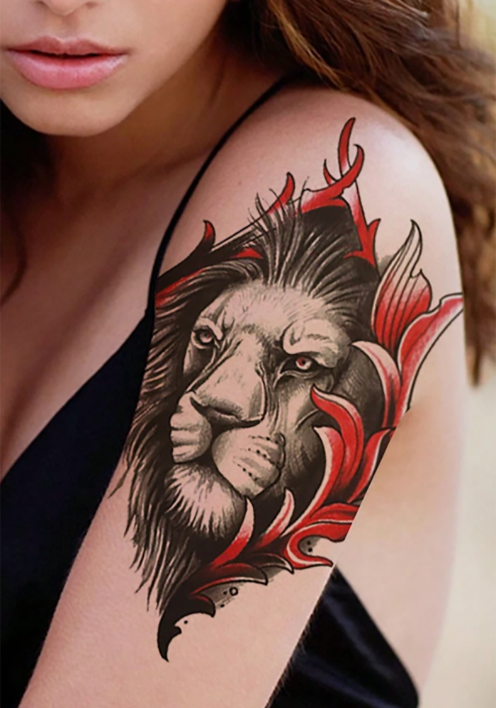 Geçici Aslan Figürlü Dövme Tattoo