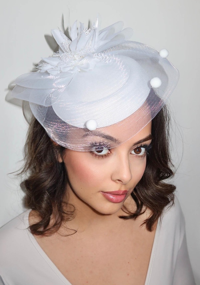 Beyaz Renk Nikah Şapkası/Vualet Şapka