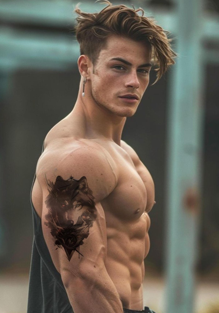 Geçici Kurt Figürlü Dövme Tattoo