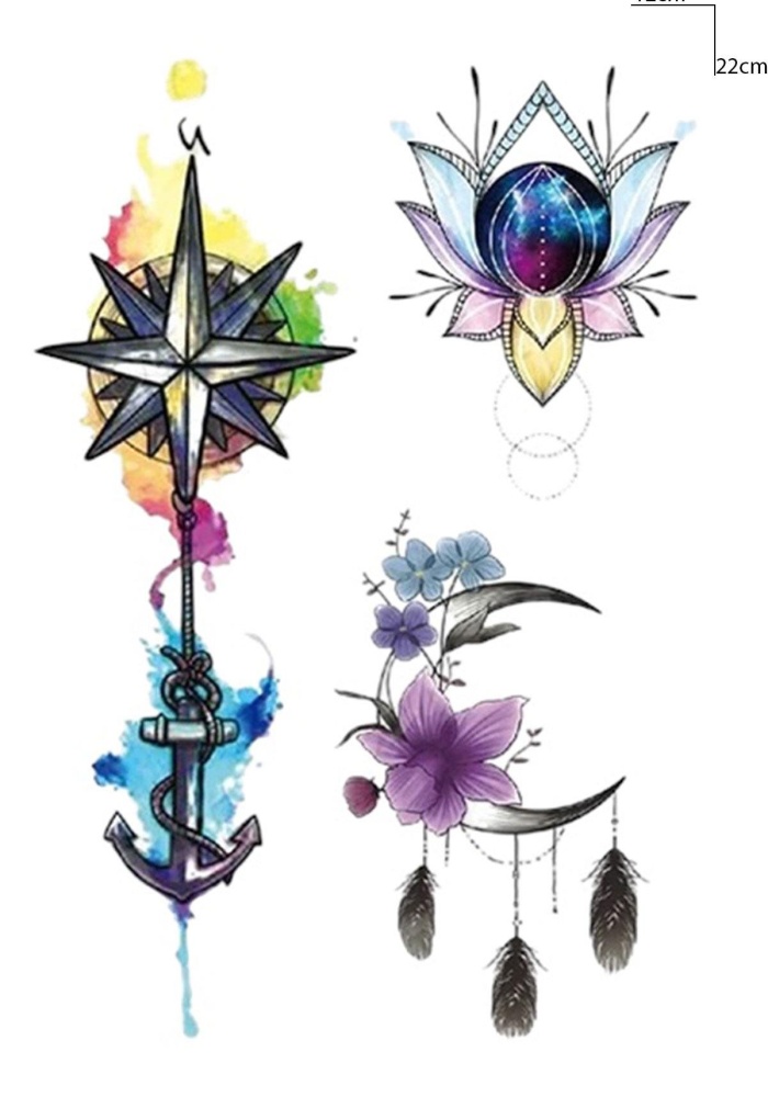Geçici Karışık Figürlü Dövme Tattoo