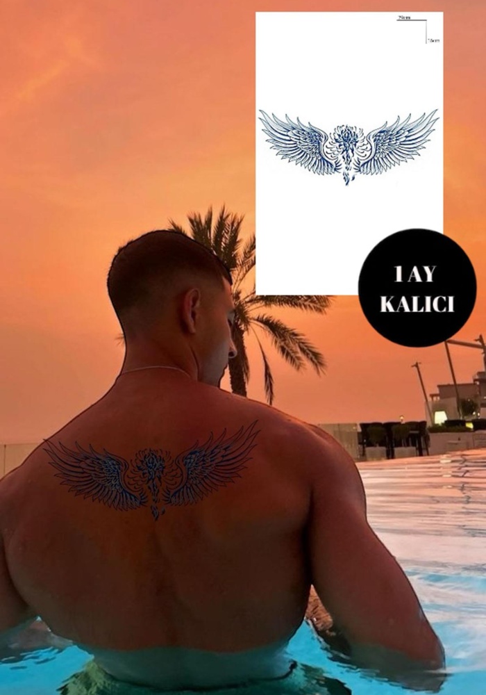 Kanat Figürlü 12 Saat Sonra Kararan Geçici Dövme Tattoo