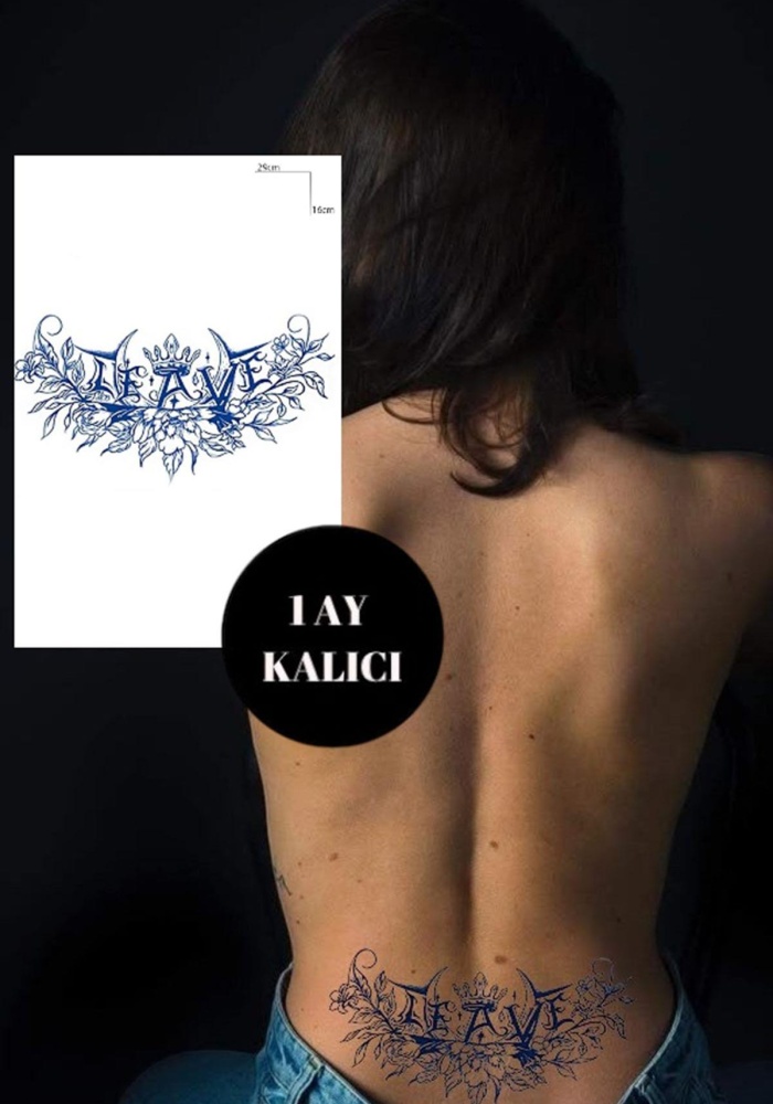 Kral Taç Figürlü Leave Yazılı 12 Saat Sonra Kararan Geçici Dövme Tattoo