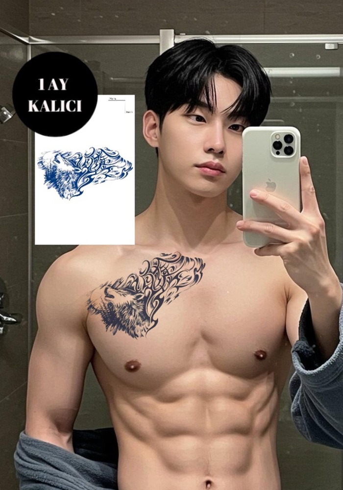 Kurt Figürlü 12 Saat Sonra Kararan Geçici Dövme Tattoo