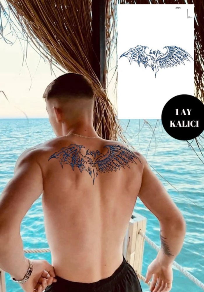 Kanat Figürlü 12 Saat Sonra Kararan Geçici Dövme Tattoo