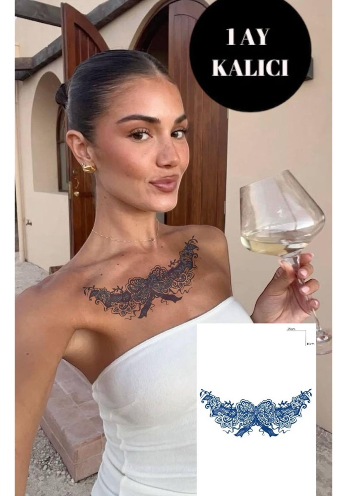 Kurdele Figürlü 12 Saat Sonra Kararan Geçici Dövme Tattoo