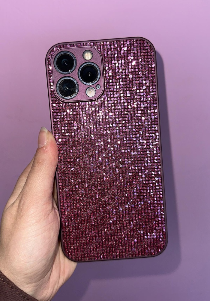 Mor Renk Taş Detaylı 13 Pro Max Telefon Kılıfı