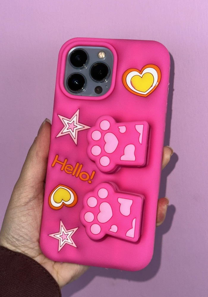 Pembe Renk Pati Figürlü 13 Pro Max Telefon Kılıfı