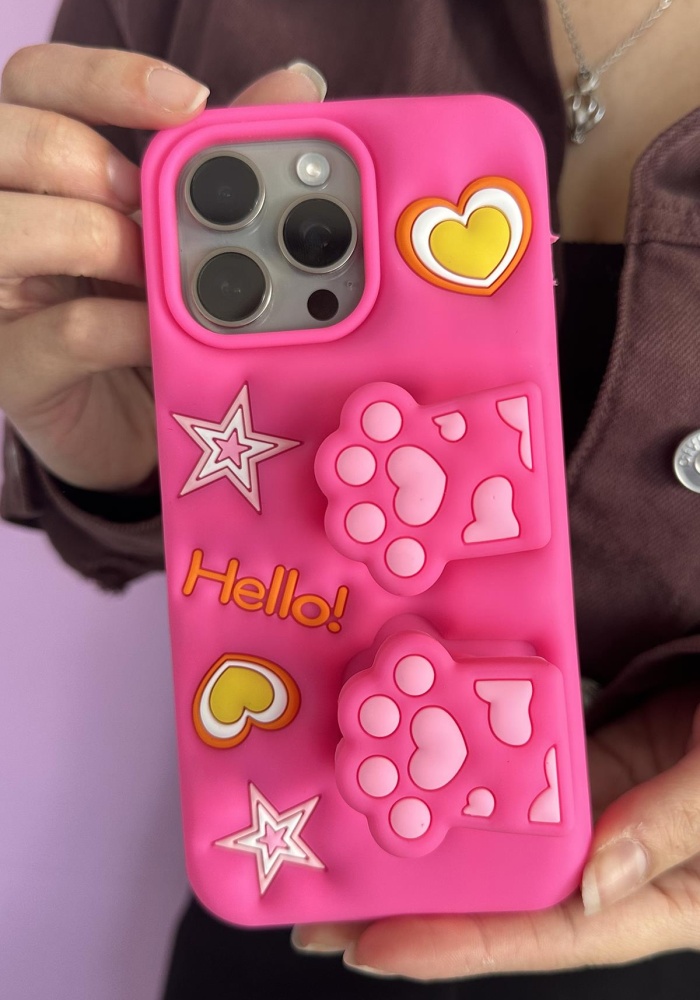 Pembe Renk Pati Figürlü 15 Pro Max Telefon Kılıfı