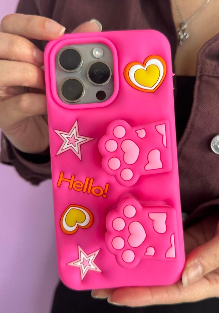 Pembe Renk Pati Figürlü 14 Pro Max Telefon Kılıfı