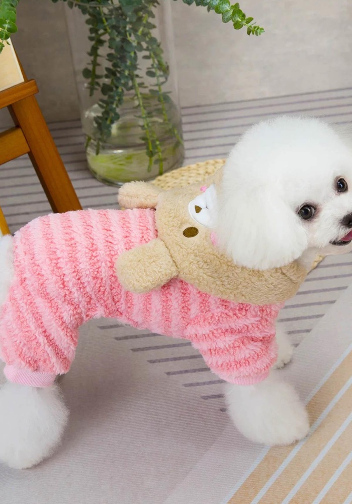 Pembe Renk Ayıcık Figürlü Peluş XL Köpek Tulum