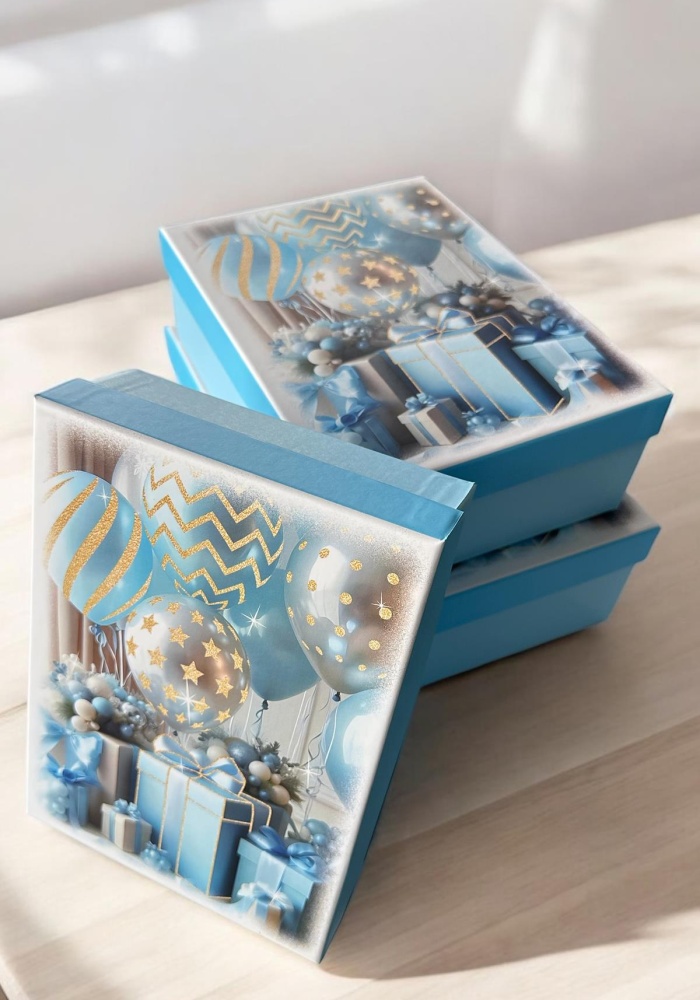 Mavi Renk 3lü Hediye Kutusu Seti