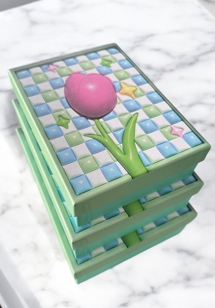 Yeşil Renk Lale Figürlü 3lü Hediye Kutusu Seti