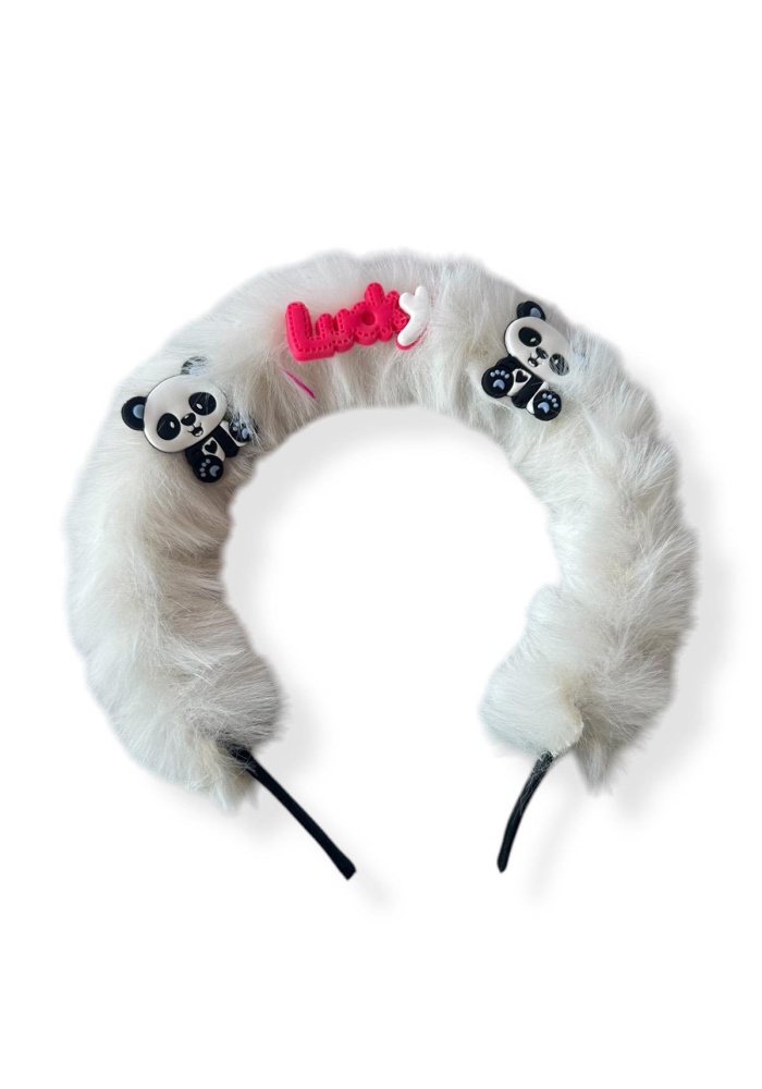 Beyaz Renk Panda Figürlü Peluş Taç