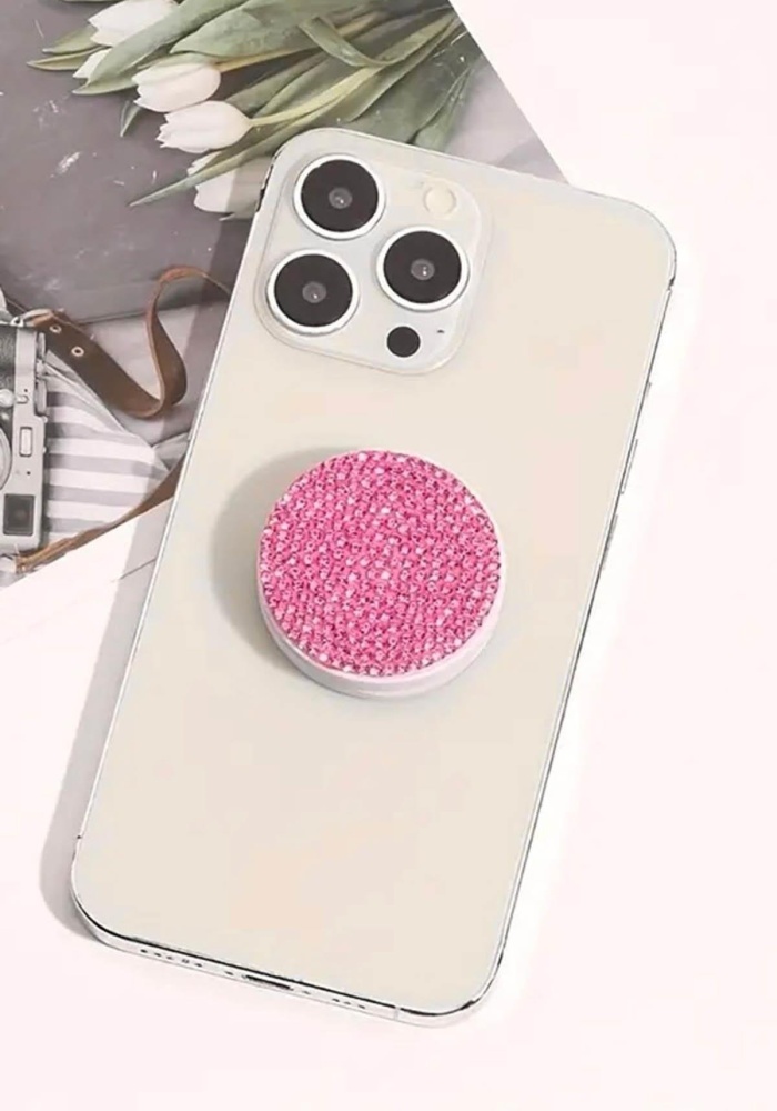 Pembe Renk Taş Detaylı 3D Telefon Tutacağı