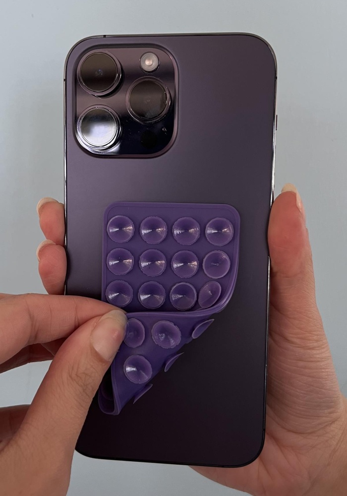 Mor Renk Çift Taraflı Silikon Vantuzlu Telefon Tutucu