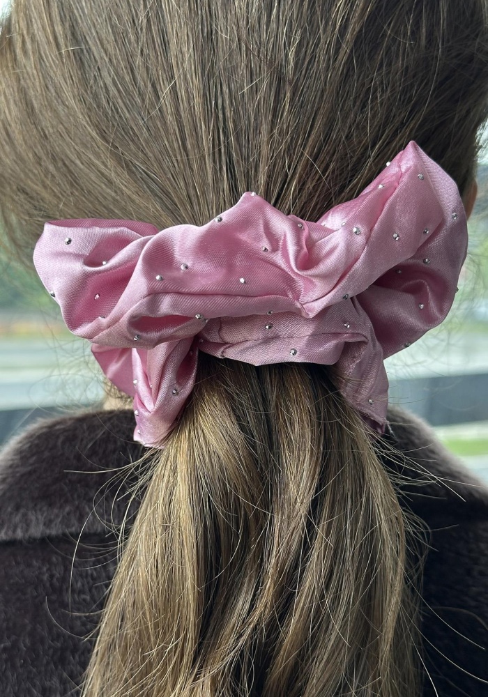 Koyu Pembe Renk Taşlı Saten Simit Toka