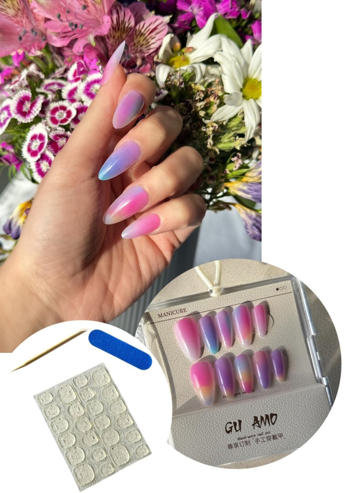 10lu Karışık Renk Takma Tırnak Set (Yapıştırıcılı)