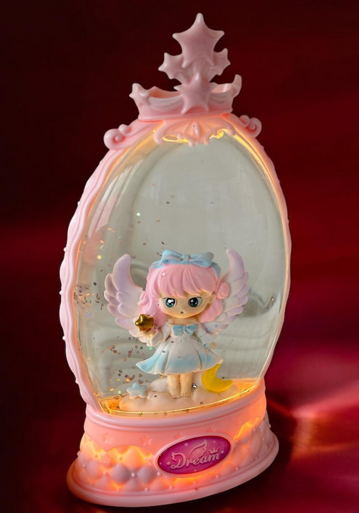 Pembe Renk Kız Figürlü Müzikli Ve Işıklı Kar Küresi