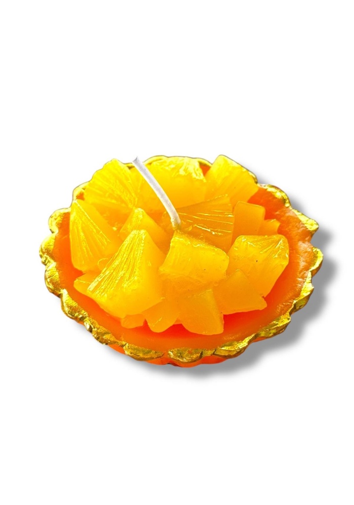 Turuncu Ve Sarı Renk Ananas Figürlü Kokulu Dekoratif Mum
