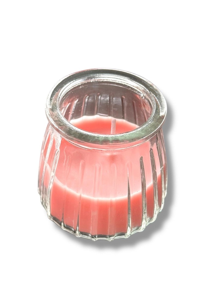Pembe Renk Bardakta Gül Kokulu Dekoratif Mum