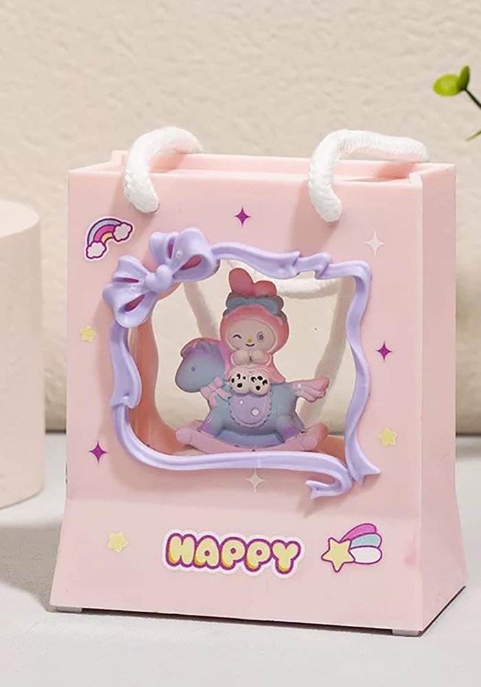Pembe Renk Tavşan Figürlü Askı Detaylı Müziklı Işıklı Kar Küresi
