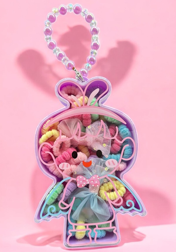 Lila Renk Tavşan Figürlü Çocuk Toka Set