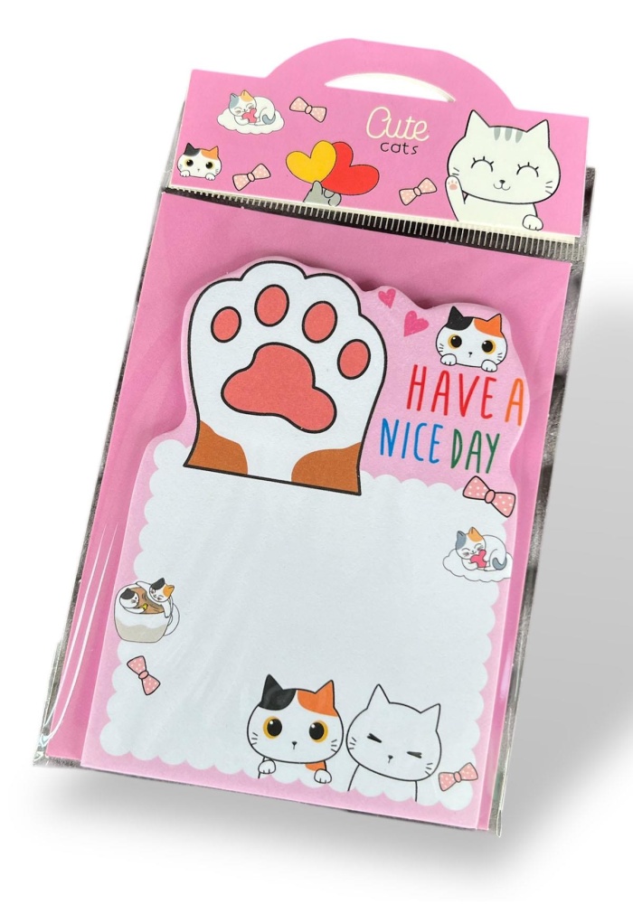 Pembe Renk Kedi Figürlü Yapışkanlı Not Kağıdı