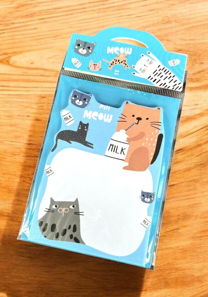 Mavi Renk Kedi Figürlü Yapışkanlı Not Kağıdı