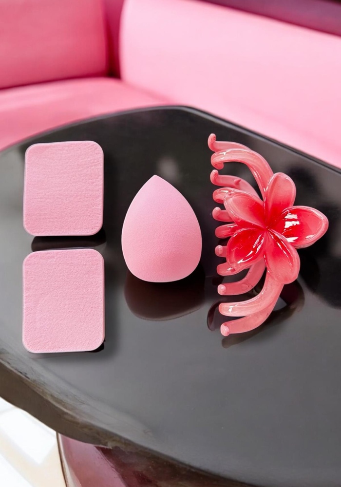 Pembe Renk Mandal Toka/ Makyaj Süngeri/ Pudra Süngeri Set