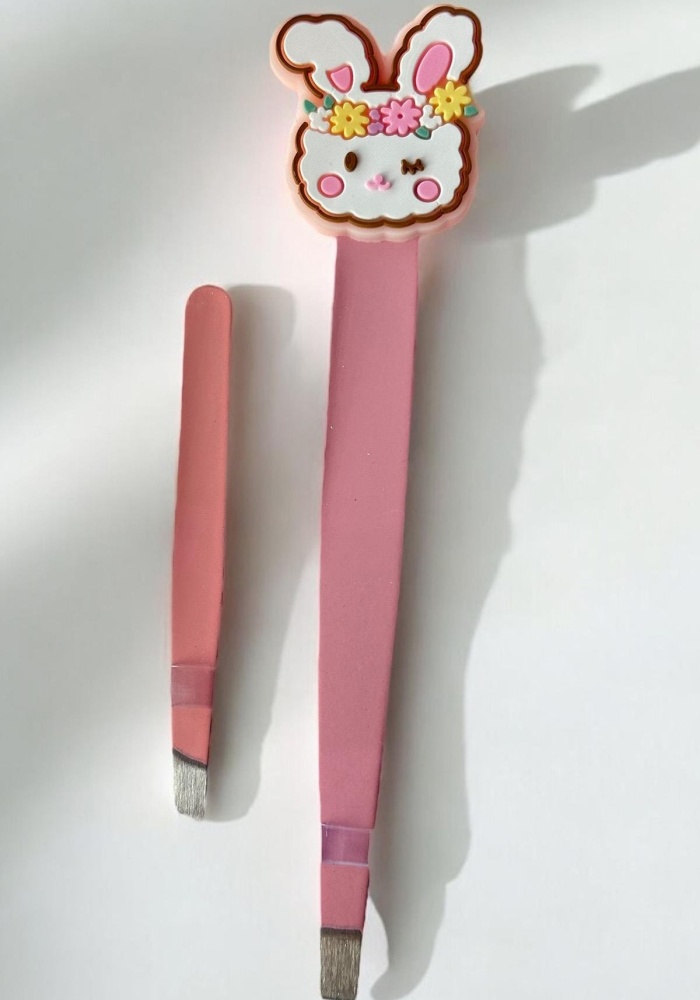 Pembe Renk Tavşan Figürlü 2li Cımbız Set