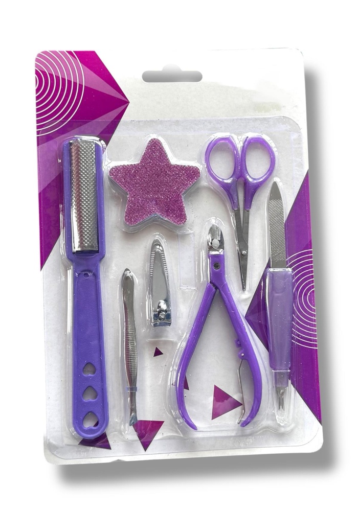 Mor Renk 7 Parça Manikür/ Pedikür Törpü Set