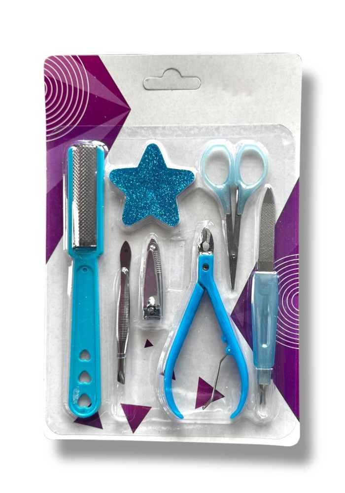 Mavi Renk 7 Parça Manikür/ Pedikür Törpü Set
