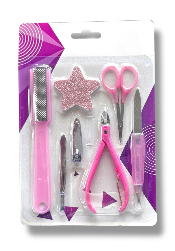 Pembe Renk 7 Parça Manikür/ Pedikür Törpü Set