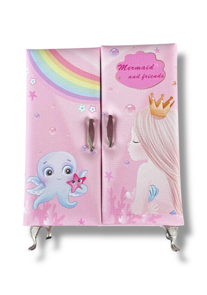 Pembe Renk Karışık Figürlü Takı Dolabı/Organizer