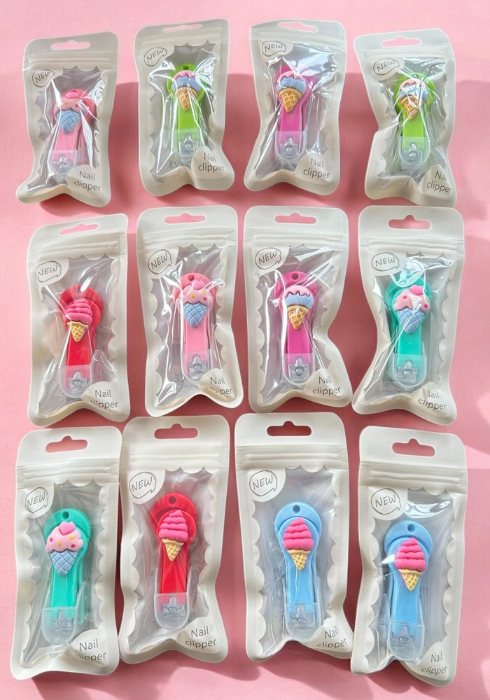 12li Karışık Renk Dondurma Figürlü Tırnak Makası Set