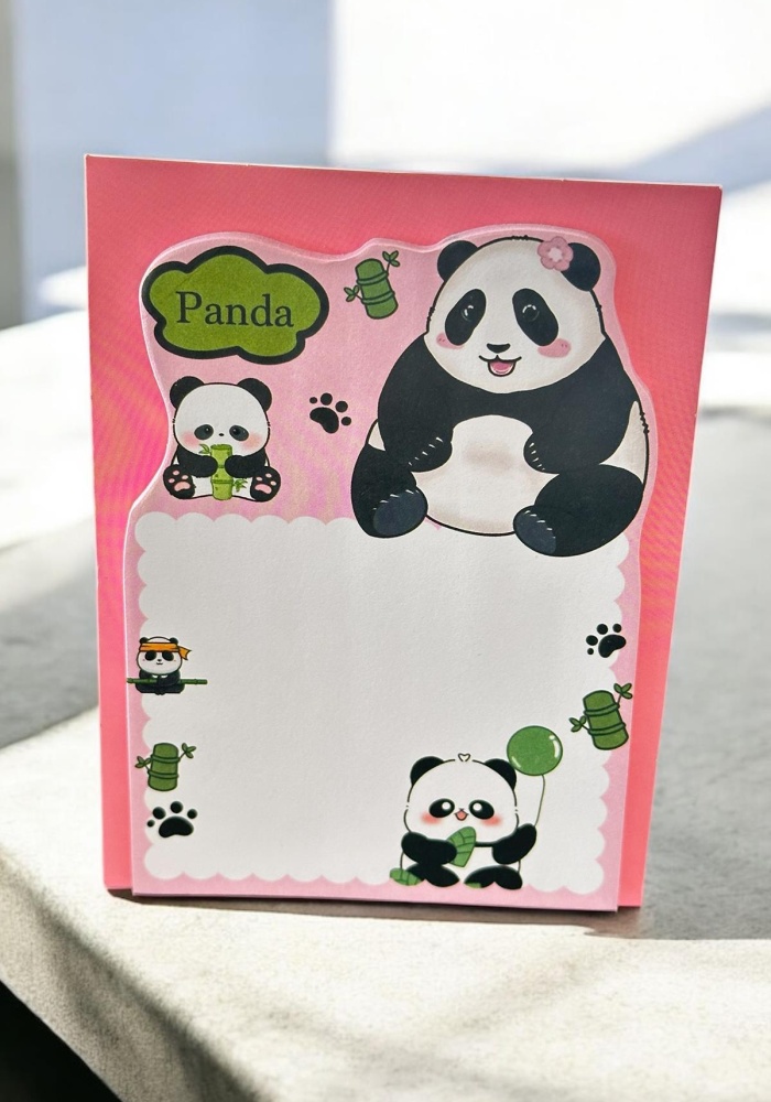 Pembe Renk Panda Figürlü Yapışkanlı Not Kağıdı