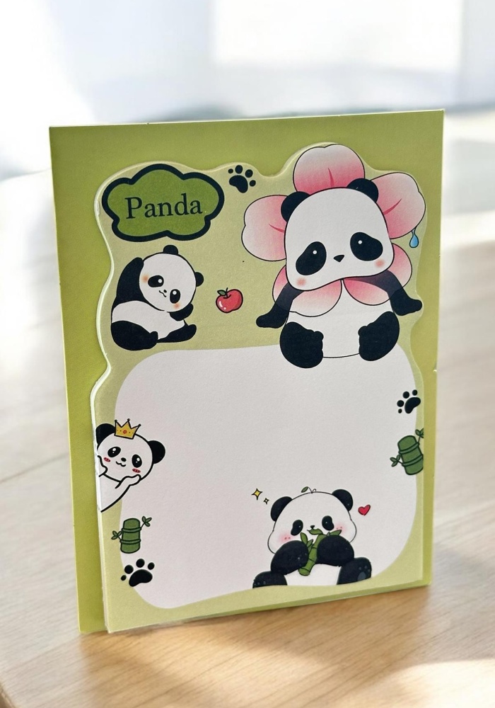 Yeşil Renk Panda Figürlü Yapışkanlı Not Kağıdı