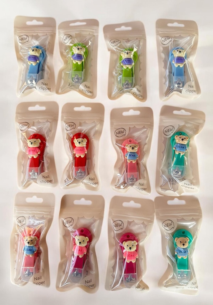 12li Karışık Renk Ayıcık Figürlü Tırnak Makası Set