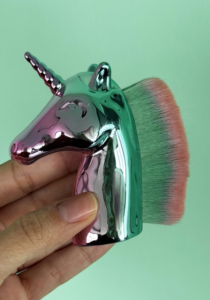 Karışık Renk Unicorn Figürlü Allık/Makyaj Fırçası