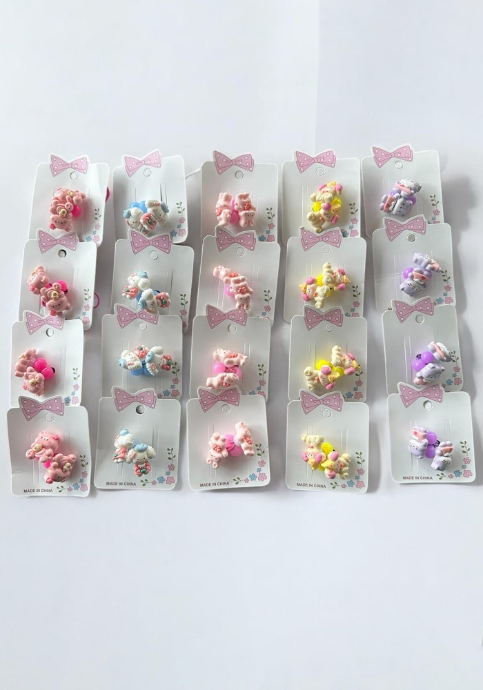 20li Karışık Renk Hayvan Figürlü Lastik Toka Set