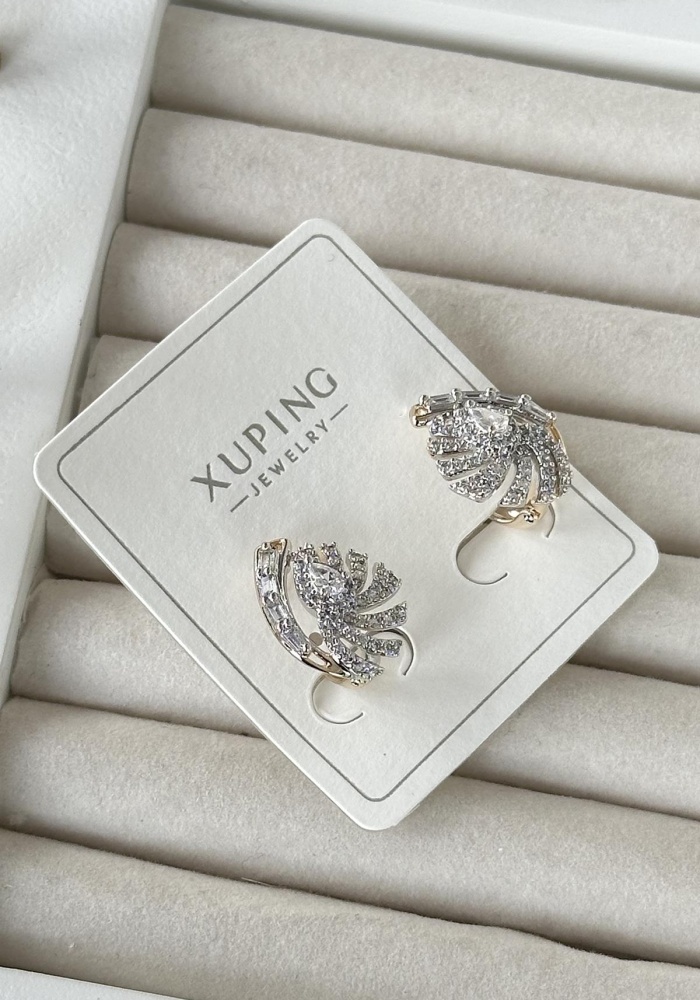 Altın Renk Taş Detaylı Çelik Xuping Küpe (Çift)