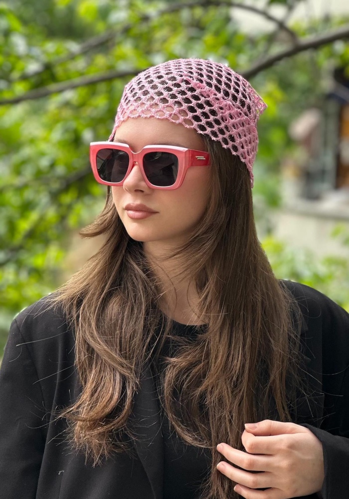 Pembe Renk Simli Fular