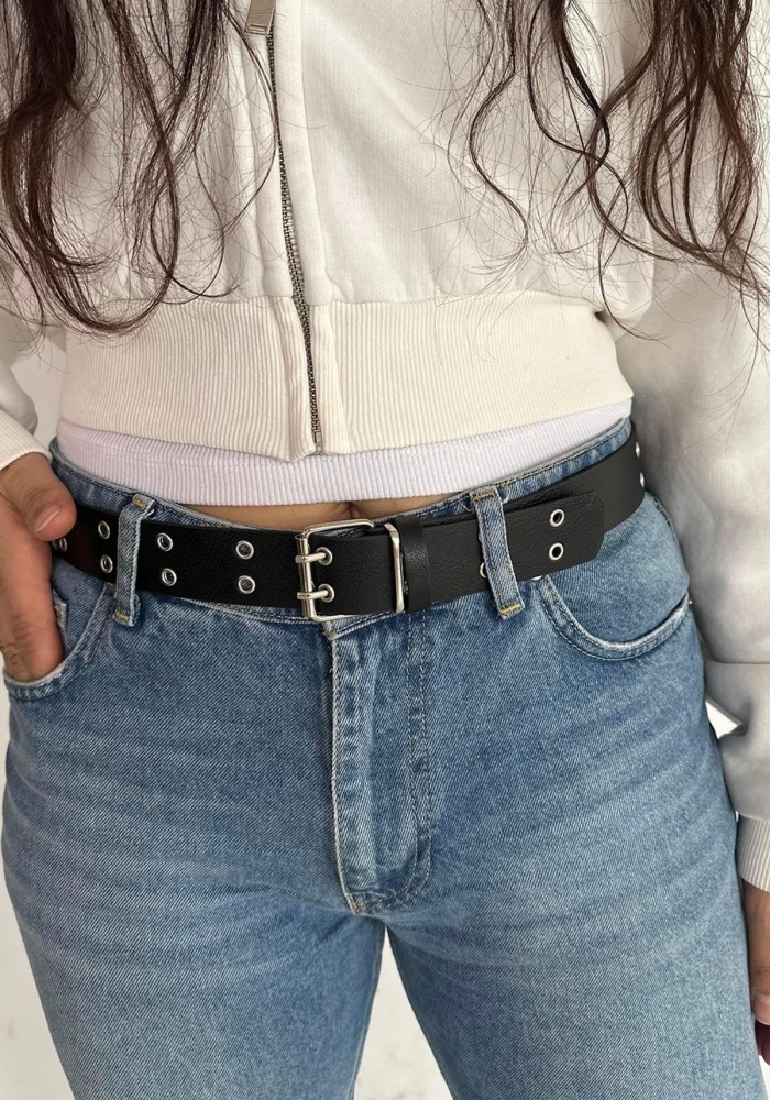 Siyah Renk Deri Detaylı Kadın Kemer