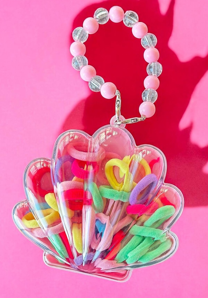 Pembe Renk Deniz Kabuğu Figürlü Çantalı Toka Set