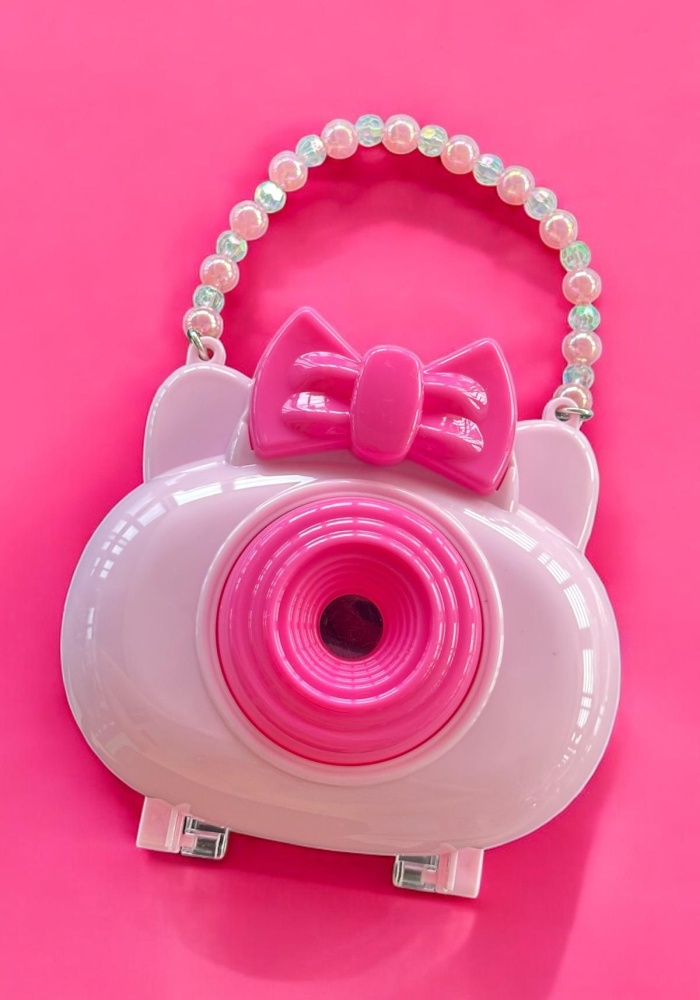 Pembe Renk Kamera Figürlü Havlu Toka Set
