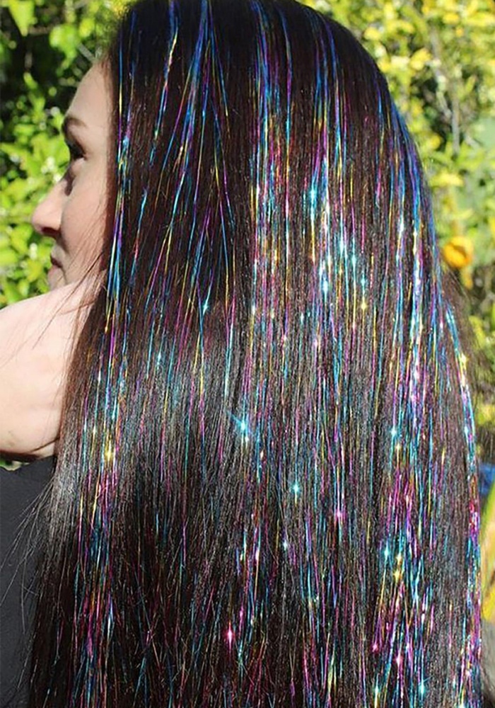Karışık Renk Simli Yan Postiş Hair Tinsel Shiny Hair (50 Cm)