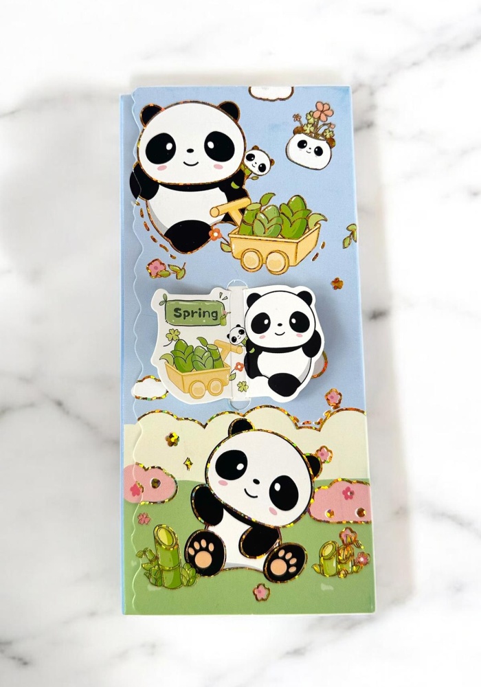 Mavi Renk Panda Figürlü Yapışkanlı Not Kağıdı