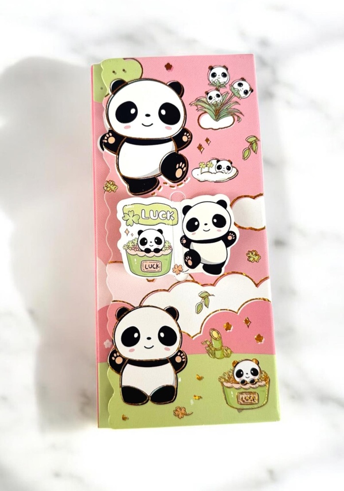 Pembe Renk Panda Figürlü Yapışkanlı Not Kağıdı