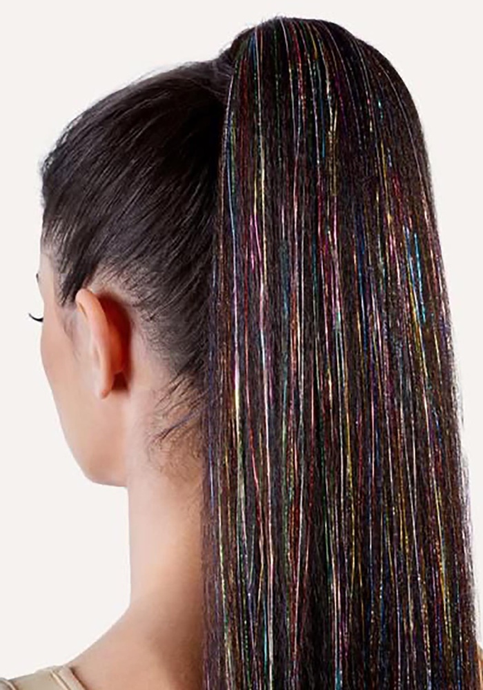 Karışık Renk Yan Postiş Hair Tinsel Shiny Hair (50 Cm)