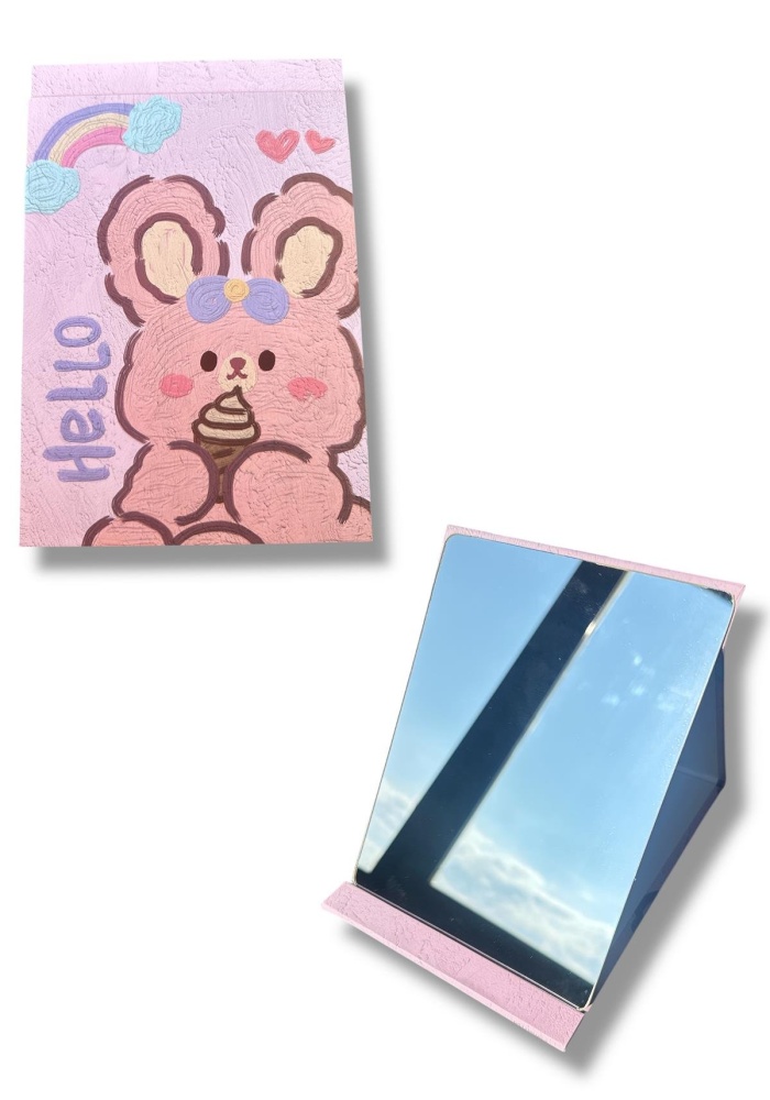 Pembe Renk Tavşan Figürlü Masa Aynası